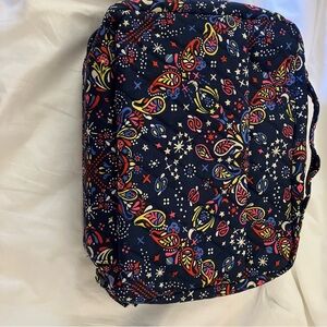 Vera Bradley Navy Cosmetic Bag with Red, Yellow & Pink Paisley